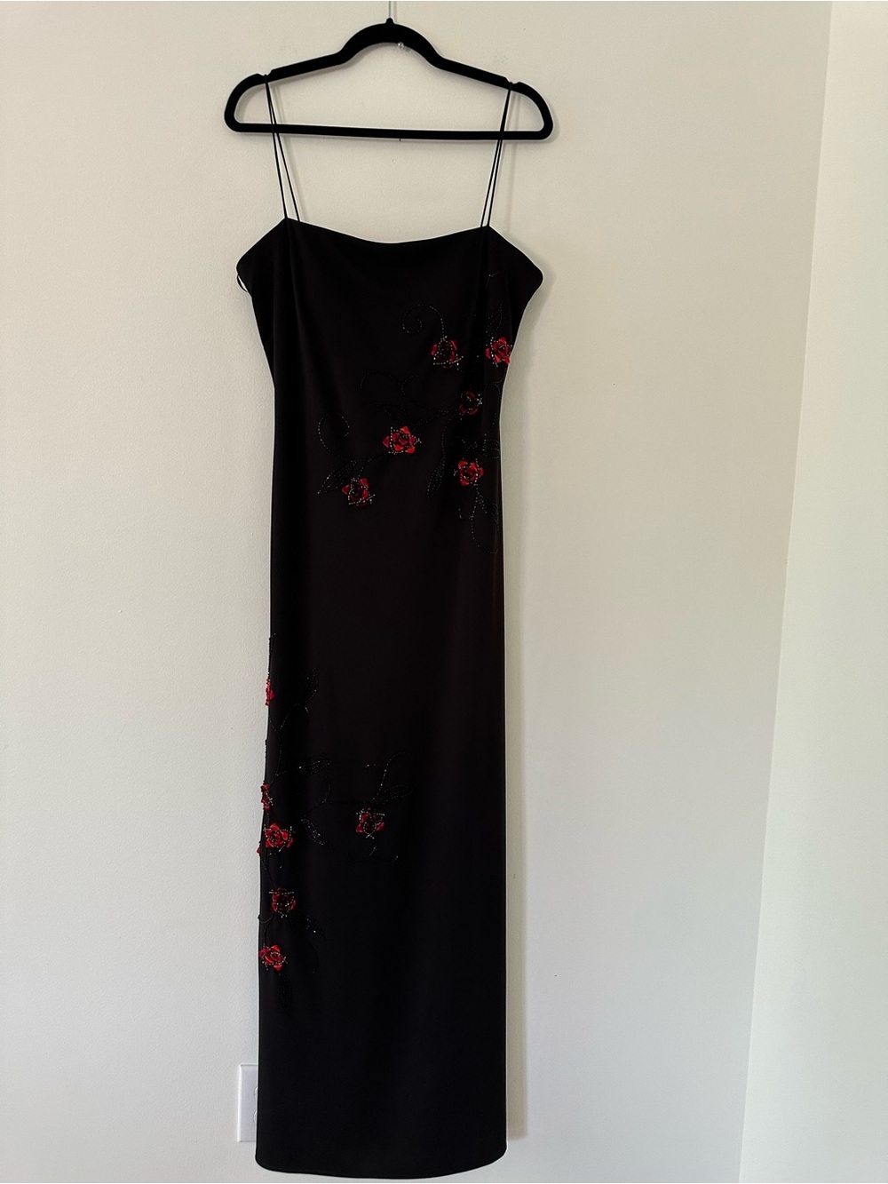 JS boutique Vintage 90s/Y2K Goth Fairy Embellish 3D Flowers Maxi Dress